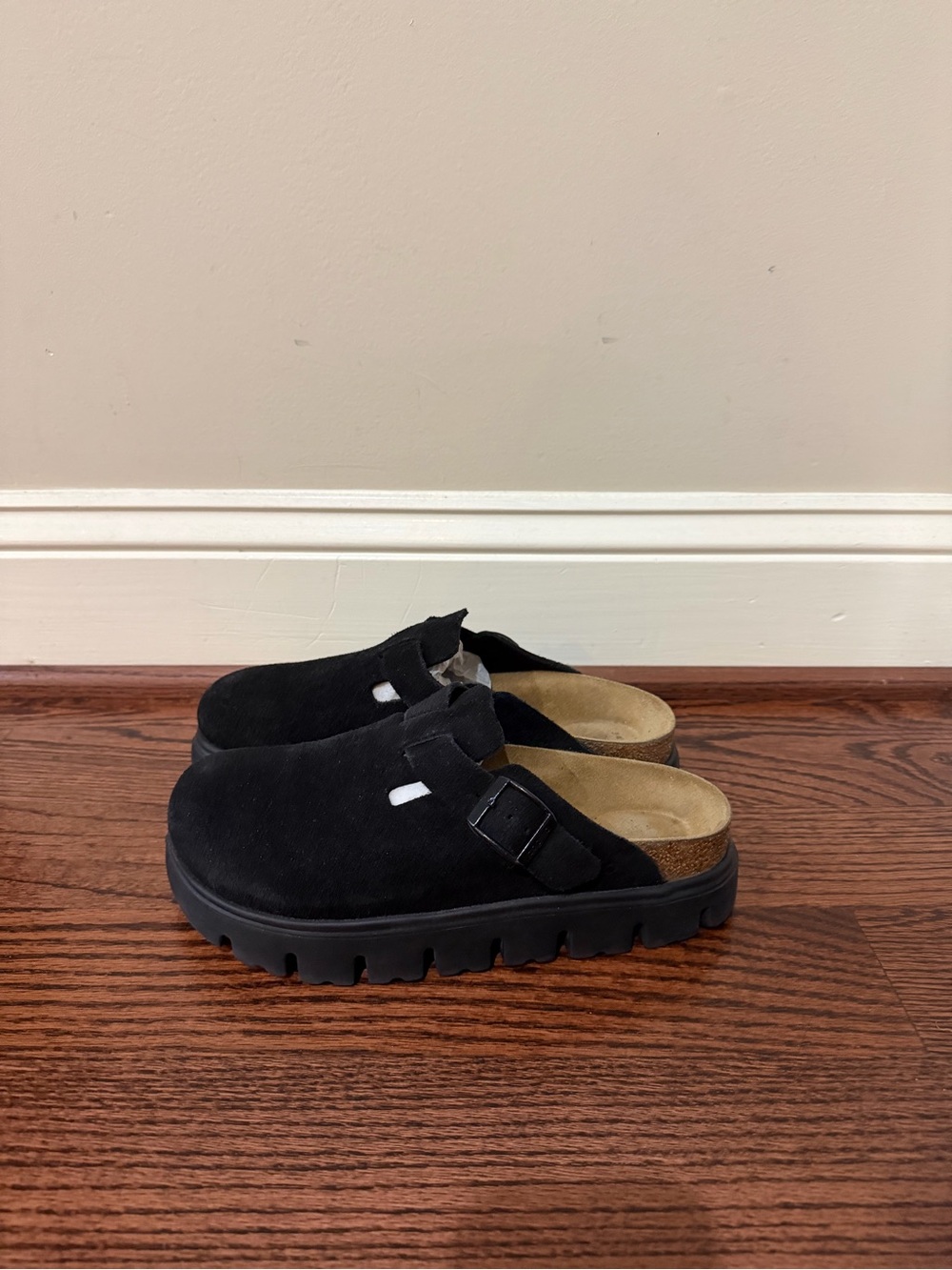 Birkenstock Black Suede Boston Pap Chunky Black/Black